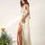 Ivory and tangerine orange embroidered crepe dress