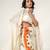 Ivory and tangerine orange embroidered organza georgette skirt set