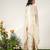 Ivory and tangerine orange embroidered organza georgette skirt set