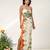 Ivory and tangerine orange embroidered organza georgette gown