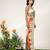 Ivory and tangerine orange embroidered organza georgette gown