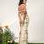 Ivory and tangerine orange embroidered organza georgette gown