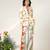 Ivory and tangerine printed crepe and nysha silk blazer and pant set
