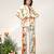 Ivory and tangerine printed crepe and nysha silk blazer and pant set