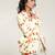 Ivory and tangerine printed crepe and nysha silk blazer and pant set