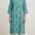 Turquoise and gren hand block printed pure cotton kurti