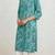 Turquoise and gren hand block printed pure cotton kurti