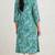 Turquoise and gren hand block printed pure cotton kurti