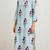 Aqua blue red lotus hand block printed pure cotton kurti