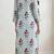Aqua blue red lotus hand block printed pure cotton kurti