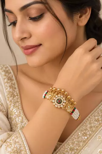 rajwadi bracelet meenakari gold-tone bracelet