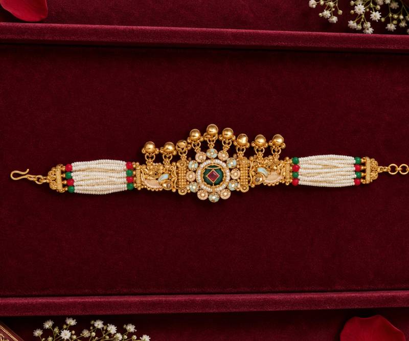 rajwadi bracelet meenakari gold-tone bracelet