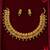 traditional gold-tone necklace with ruby and green stone drops