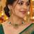 traditional multicolor beaded choker set with green pendant
