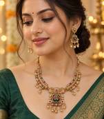 multicolor antique gold heritage necklace set