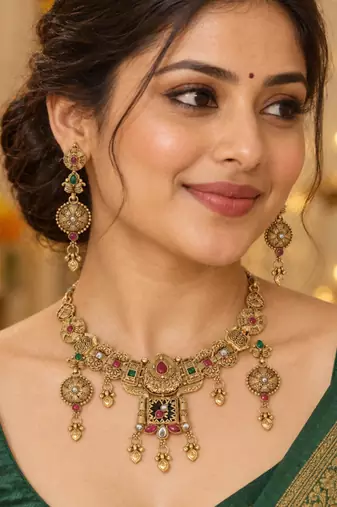 antique gold temple necklace