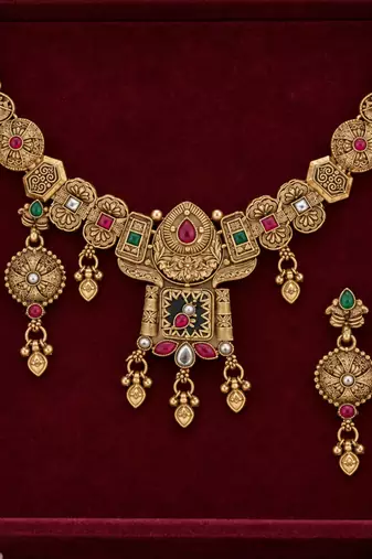 antique gold temple necklace
