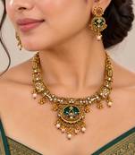 green stone traditional heritage necklace set