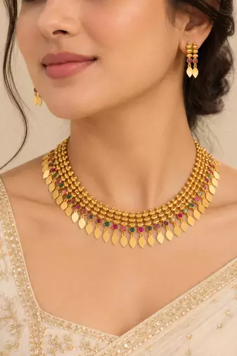 multilayer gold beaded necklace set