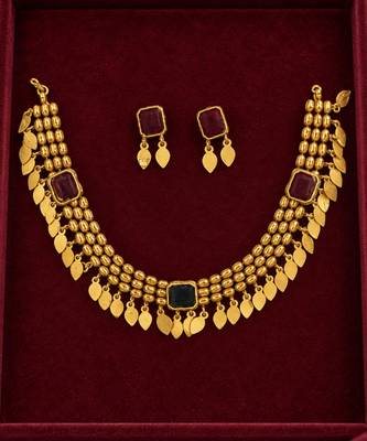 gold necklace with multicolor stone accents 2
