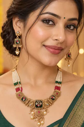 antique gold square heritage jewellery set