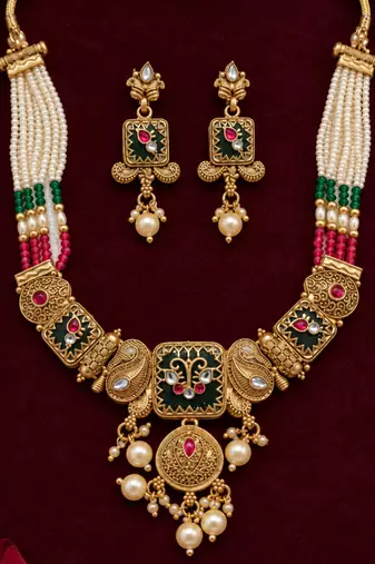 antique gold square heritage jewellery set