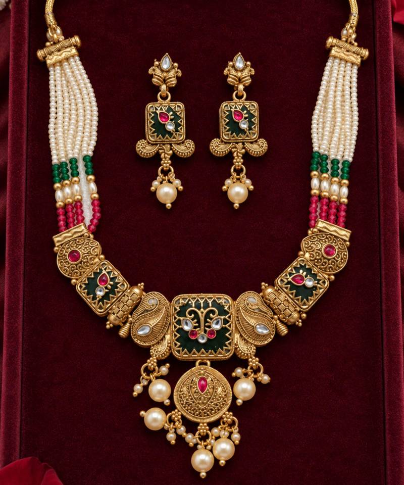 antique gold square heritage jewellery set