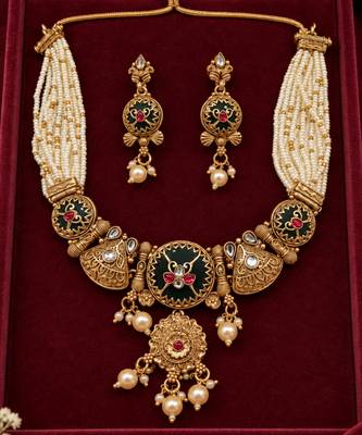 antique gold round heritage jewellery set 1
