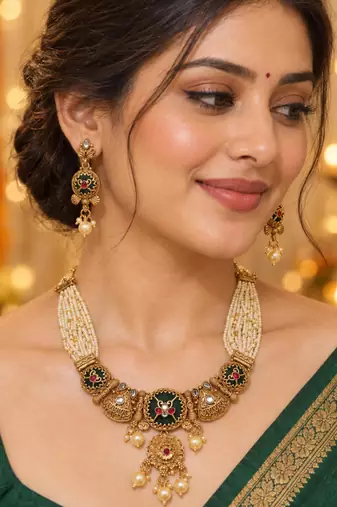 antique gold round heritage jewellery set