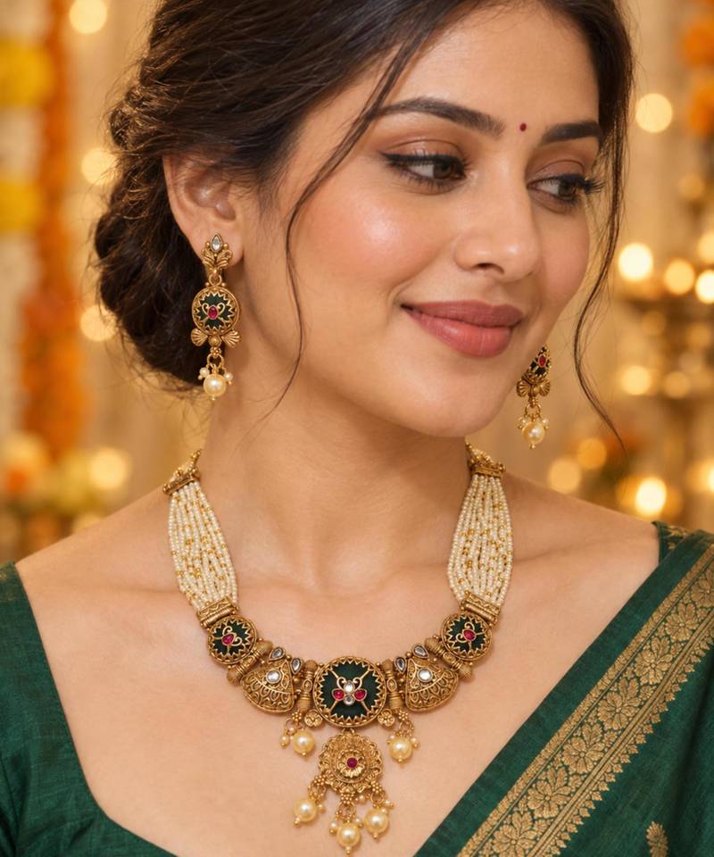 antique gold round heritage jewellery set
