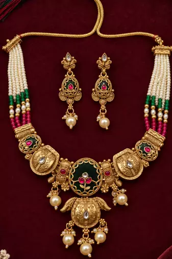 antique gold oval heritage jewellery set