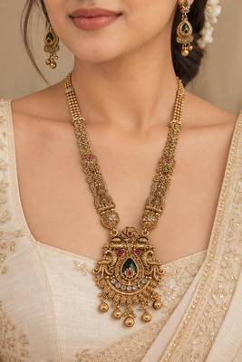 gold long necklace set 1