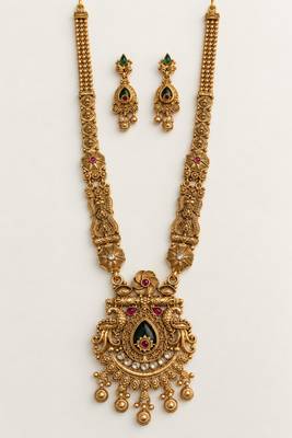 gold long necklace set 2