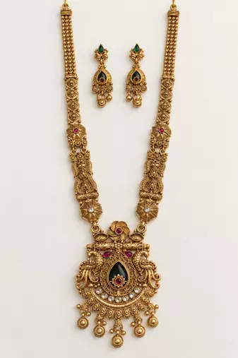 gold long necklace set