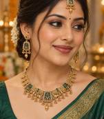 copper hathi  green heritage necklace set