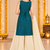 Teal & ivory gold embroidered stitched sleeveless kurta sharara set