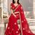 Red satin embroidered saree withcutdana work