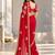 Red satin embroidered saree withcutdana work