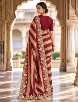 Multicolor silk embroidered saree withsequins work 2