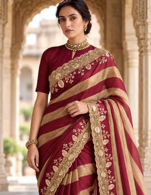 Multicolor silk embroidered saree withsequins work 4