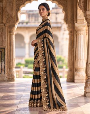 Multicolor silk embroidered saree withsequins work 1