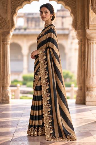 Multicolor silk embroidered saree withsequins work