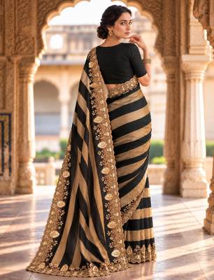 Multicolor silk embroidered saree withsequins work 3