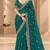 Teal satin embroidered saree withcutdana work