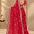 Red satin embroidered saree withcutdana work
