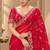 Red satin embroidered saree withcutdana work