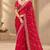 Red satin embroidered saree withcutdana work