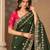 Dark-green silk embroidered saree withcutdana work