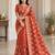 Rust silk embroidered saree withzari work