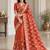 Rust silk embroidered saree withzari work